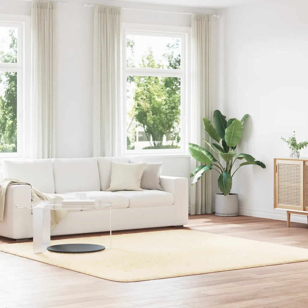 Tappeto Shaggy a Pelo Lungo NAVARRA Crema 240x240 cm poliestere 4102887