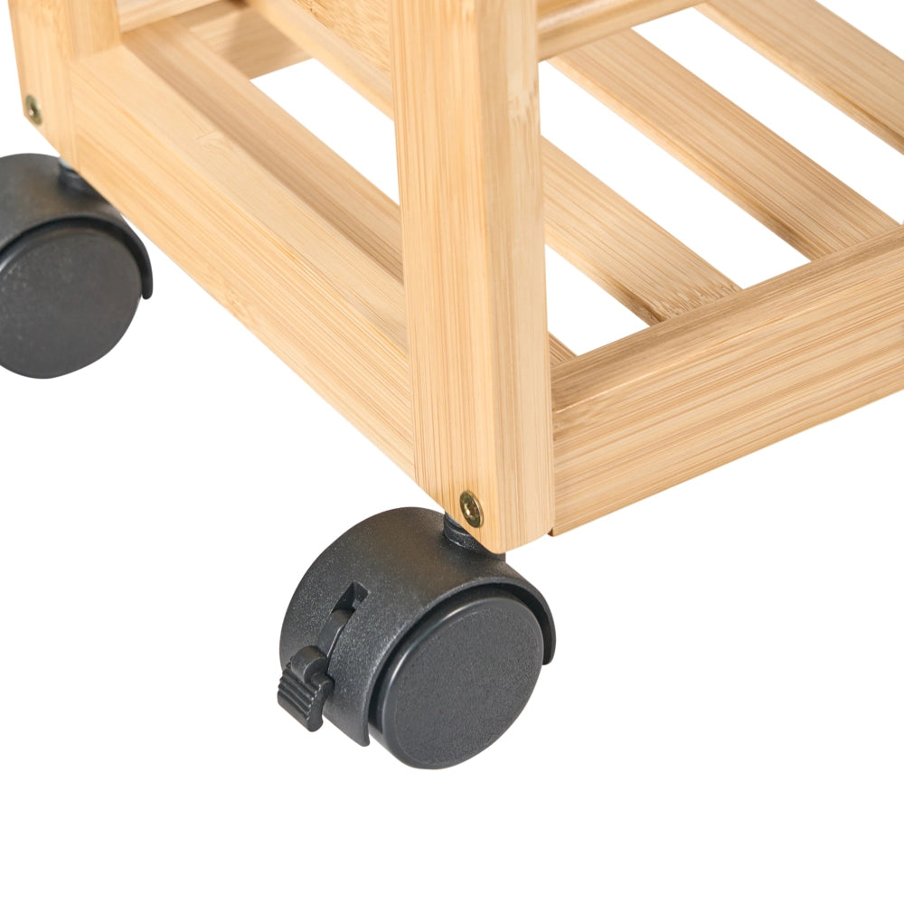 Carrello da bagno in legno di bambù marrone chiaro a 3 ripiani Design