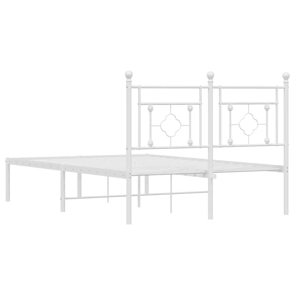 Giroletto con Testiera-Struttura Letto con testiera Metallo Bianco 120x190 cm 915305