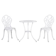 Set da Giardino 3 Pezzi in Alluminio con 2 Sedie 42.5x47.5x89 cm e Tavolino Rotondo Ø60x67 cm, Bianco