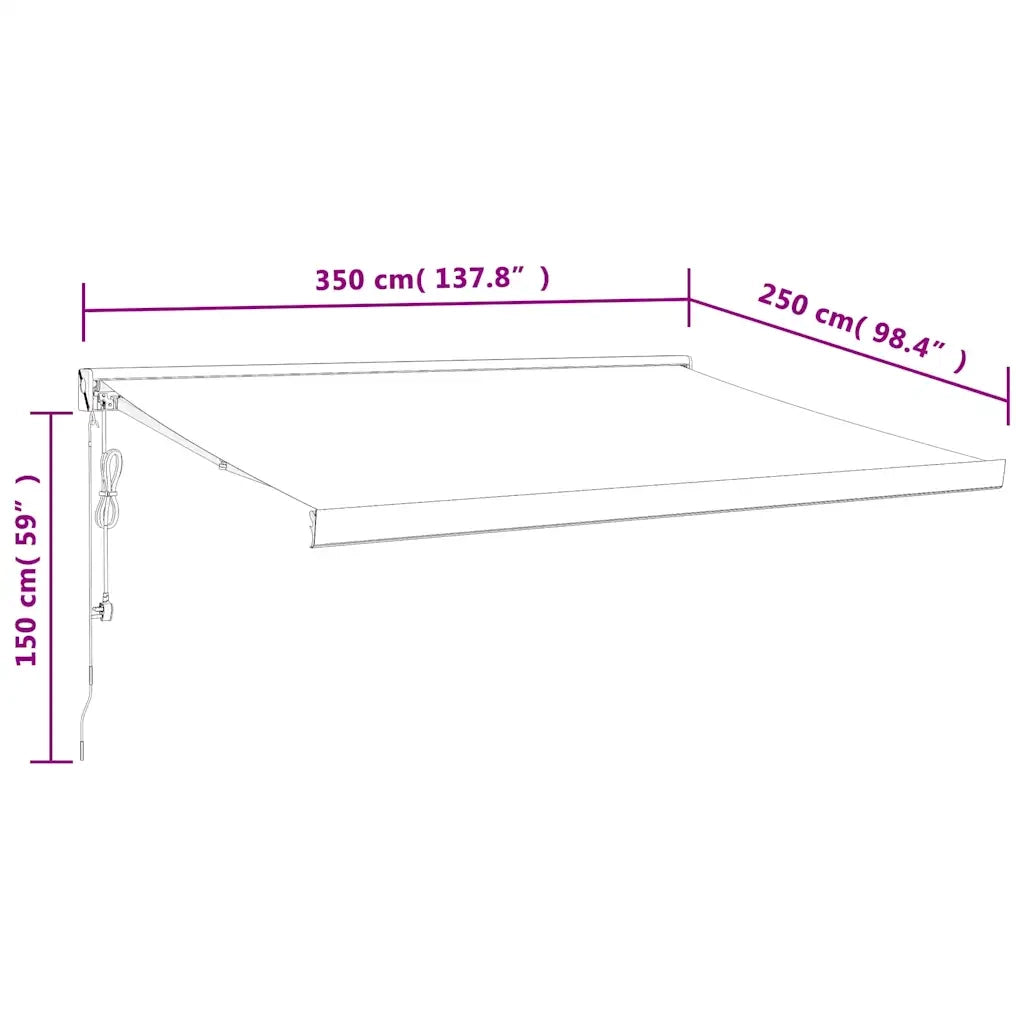 Tenda Retrattile Arancione Marrone 3,5x2,5m Tessuto e Alluminio 3154592