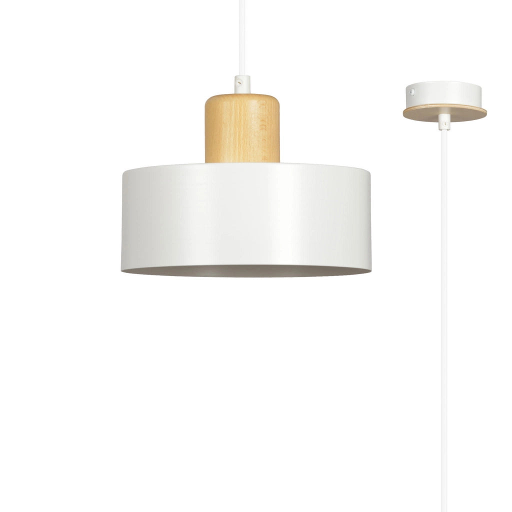 Lampada a sospensione Emibig Torin bianca legno E27