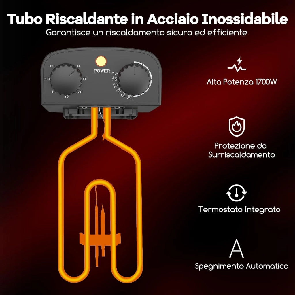 Friggitrice ad Olio 3 L, 1700W Friggitrice Elettrica Professionale con Cestello Estraibile, Coperchio con Finestra, Timer e Termostato Regolabile 149-190°C