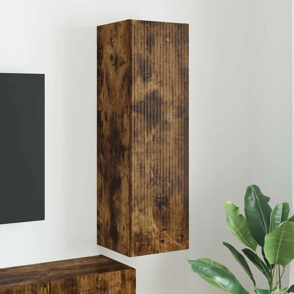 Mobile TV da parete-Mobile TV a Muro-Credenza TV Rovere fum¨¦ 30 x 31 x 100 cm
