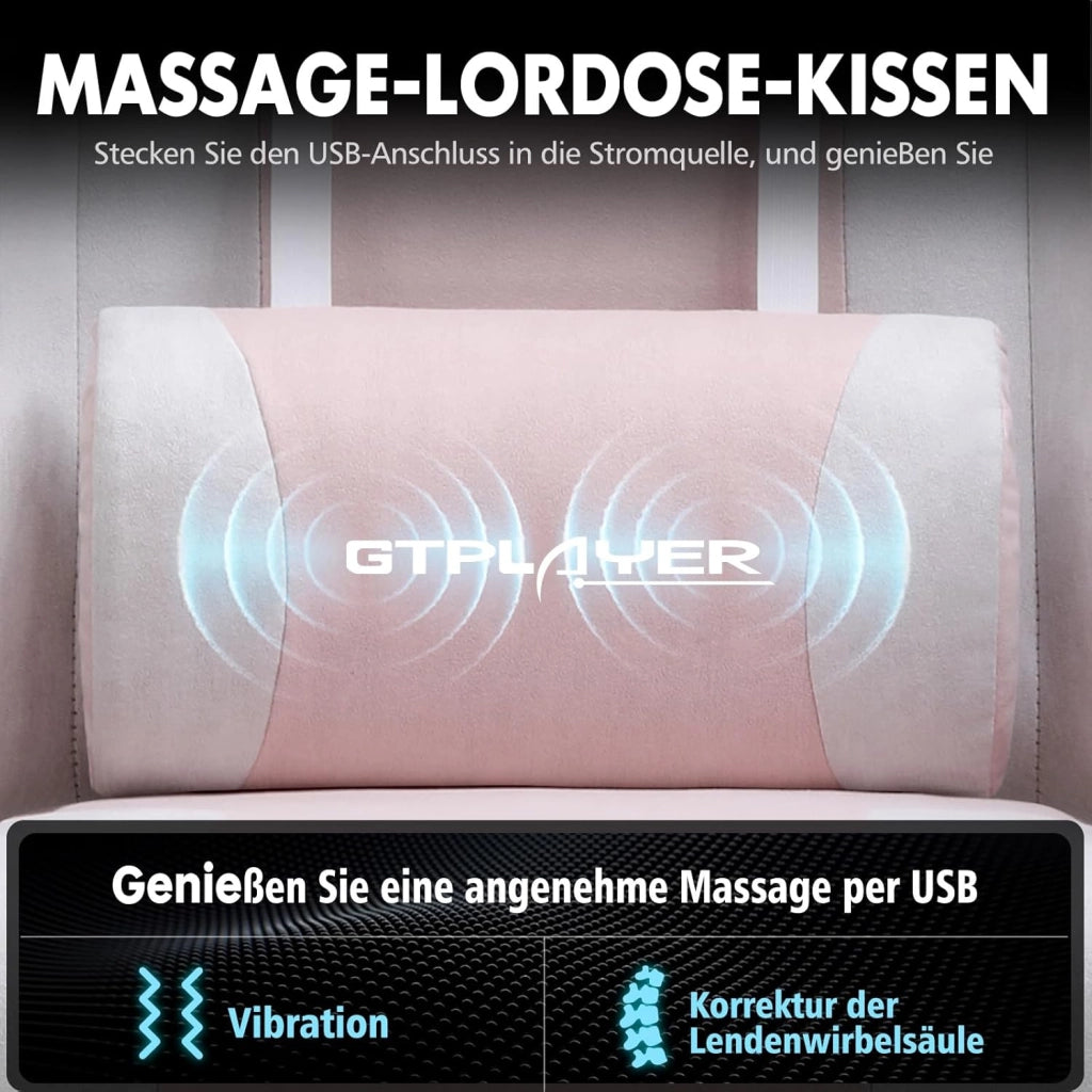 Sedia da gioco, sedia da ufficio, sedia ergonomica, sedia da gioco, con supporto per massaggi, sedie task con poggiapiedi e poggiatesta, tessuto rosa