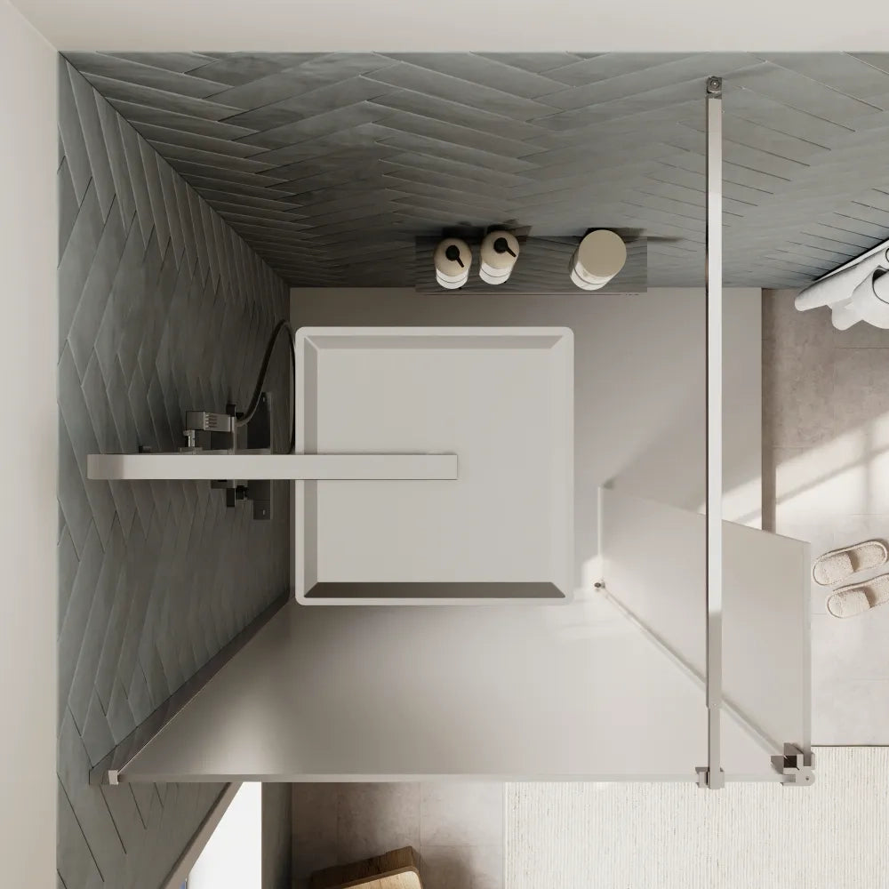 Doccia walk-in 90cm + anta 30cm vetro 8mm opaco profili cromo | Keros