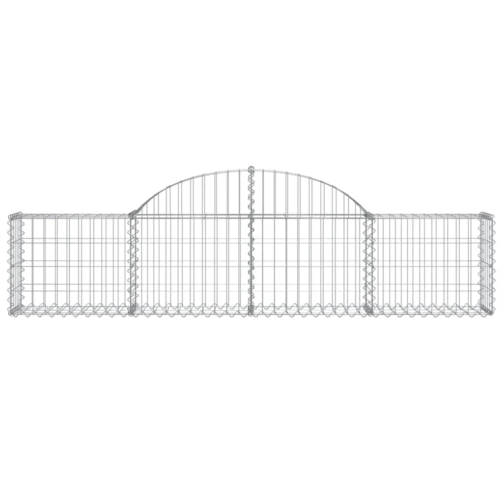 Cestini gabbioni recinzione a gabbia muro di contenimento ad arco 5 pezzi 200 x 30 x 40/60 cm ferro zincato argento 02_0040879
