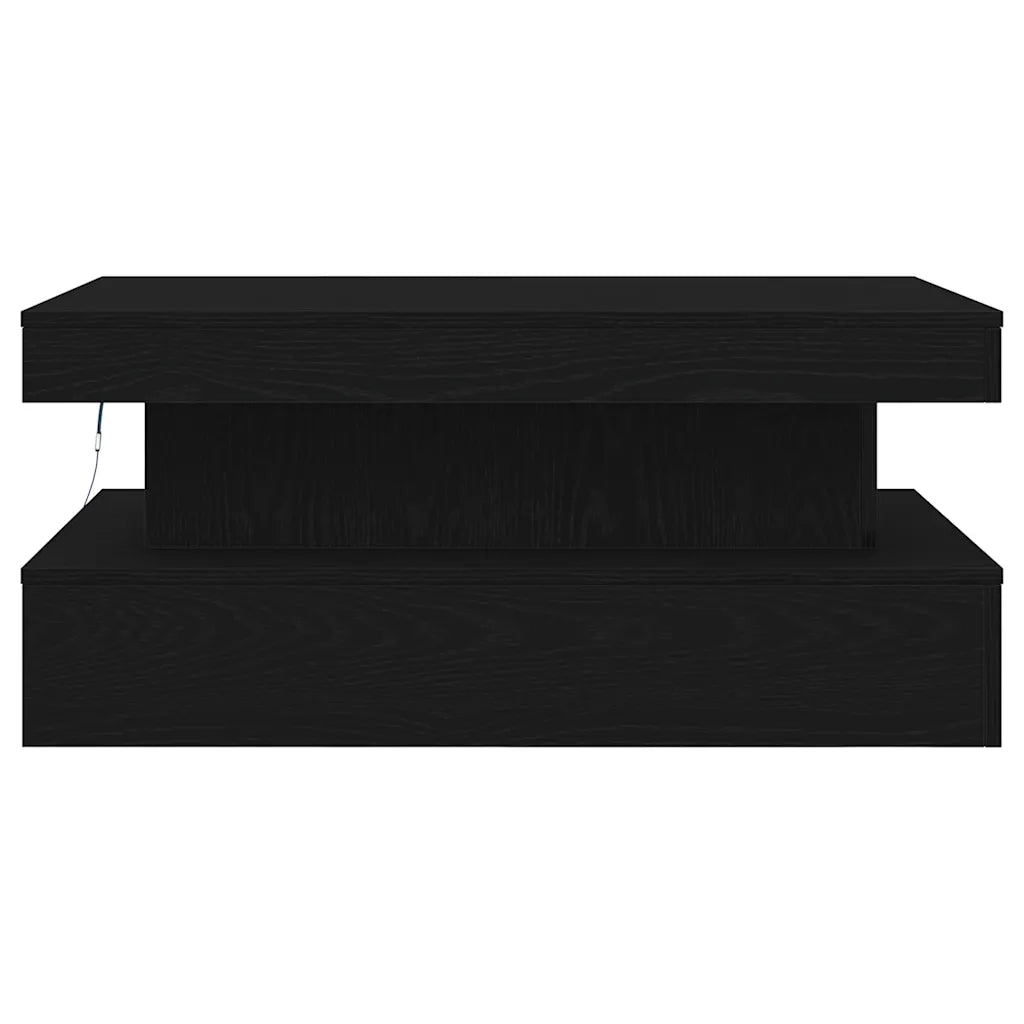 Tavolino da Soggiorno con Luci LED-Tavolino da Salotto-Tavolo Rovere Nero 90x50x40 cm 492907