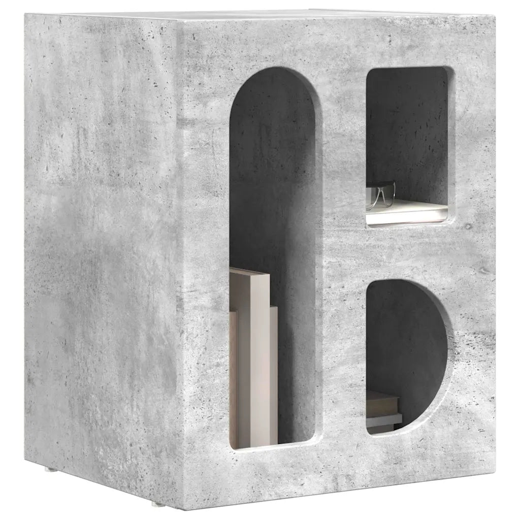 Comodino-Tavolino da notte Grigio cemento 40 x 35 x 50 cm Legno multistrato