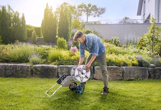 Gardena 18547-20 avvolgitubo da giardino Avvolgitubo multiposizione Manuale Nero, Acciaio inox