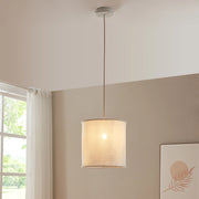 Lampada a Sospensione Buckley con Paralume Cilindrico Ø30 cmTessuto Bianco lux.pro