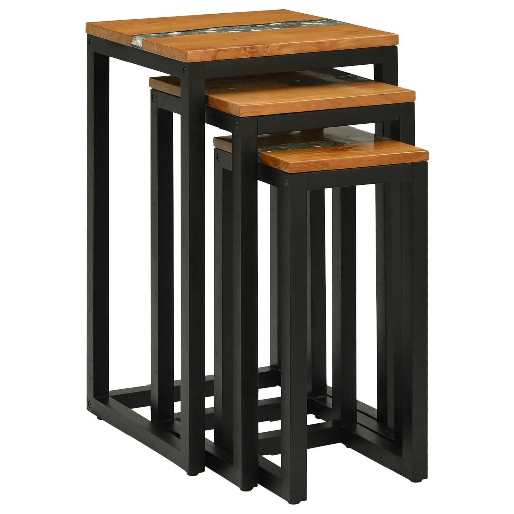 Tavolo Nesting 3 pz Marrone Legno di teak solido CFW6646680