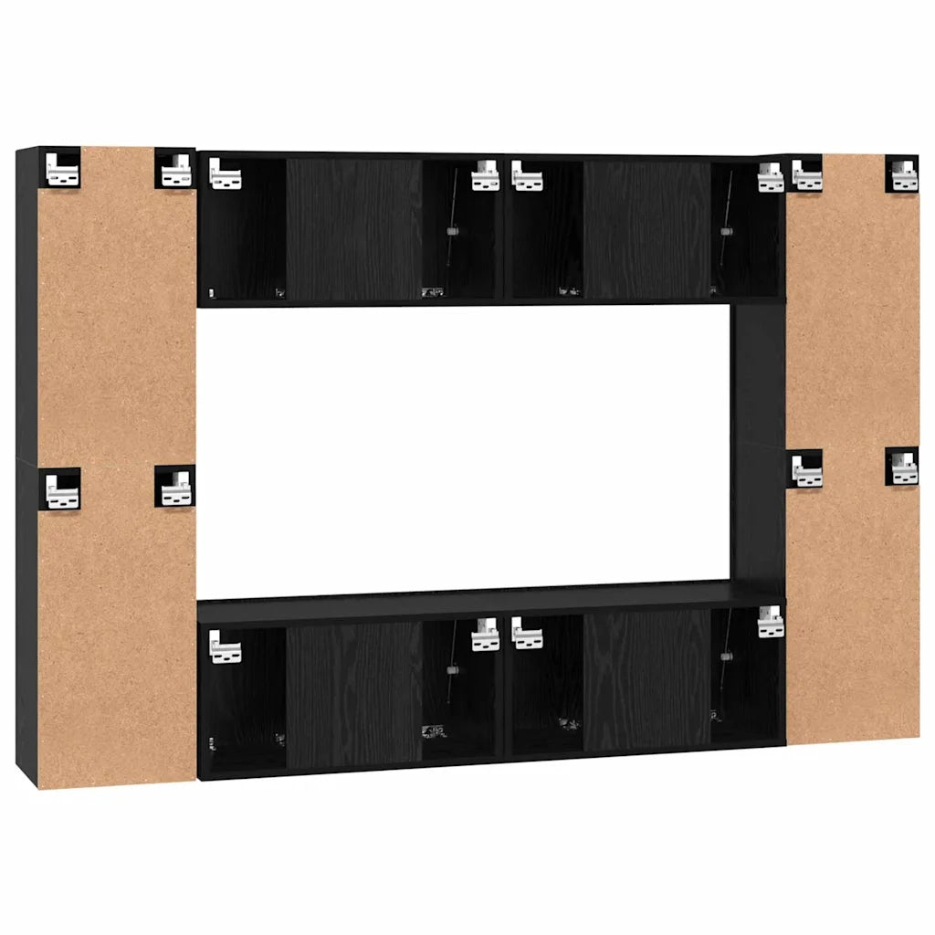 Set mobile TV 8 pcs Rovere Nero Legno multistrato 3393376