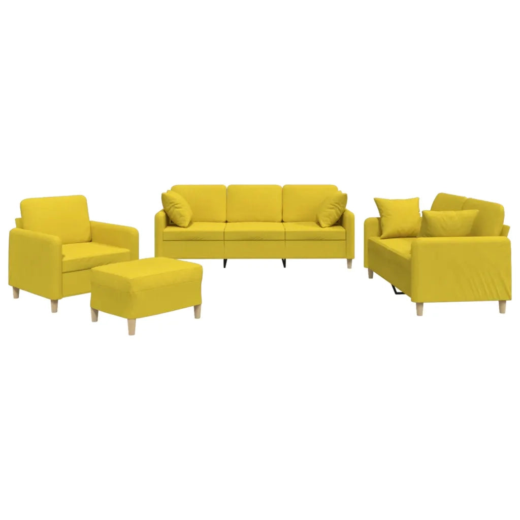 Set di Divani 4 pz con Cuscini Giallo Chiaro in Tessuto 3202083