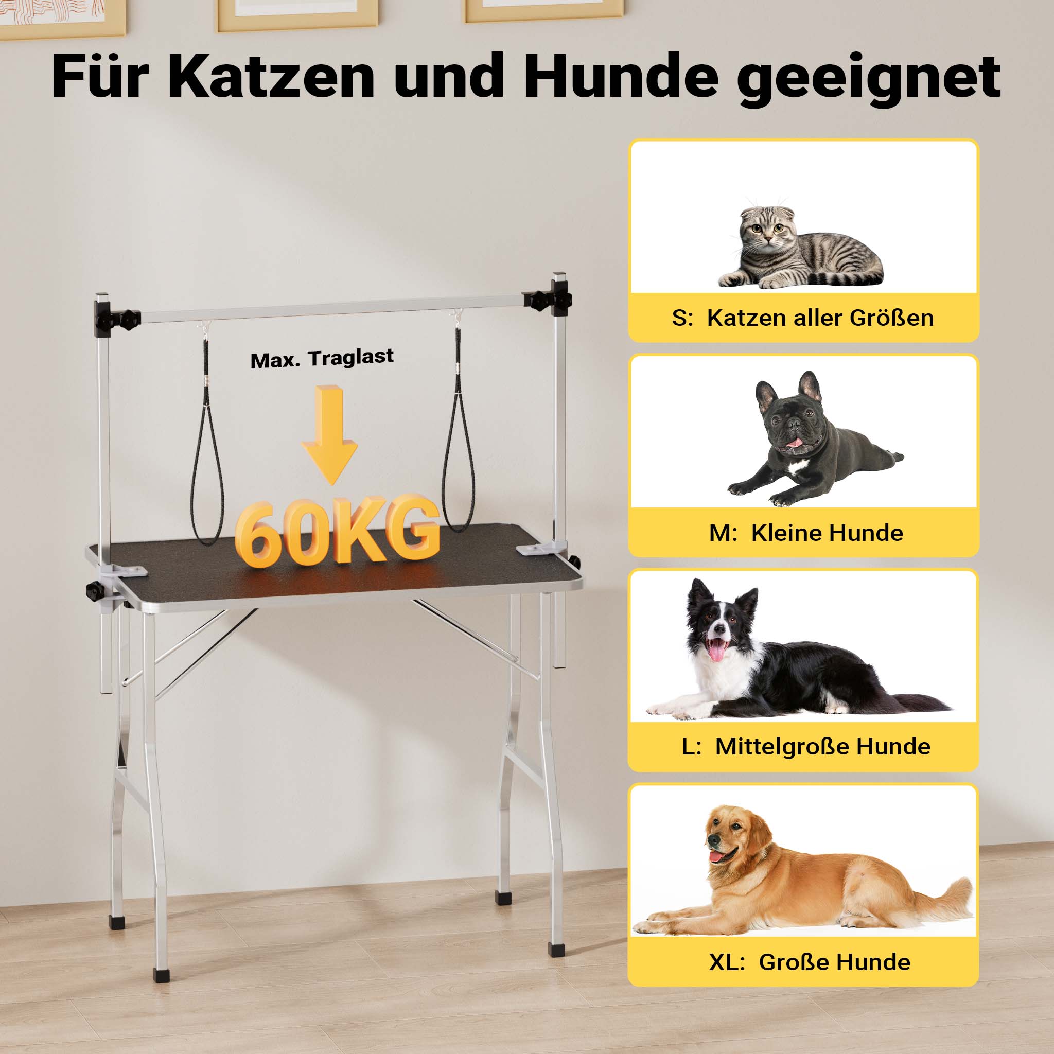 Tavolo da toelettatura doppio con 2 passanti per cane e gatto