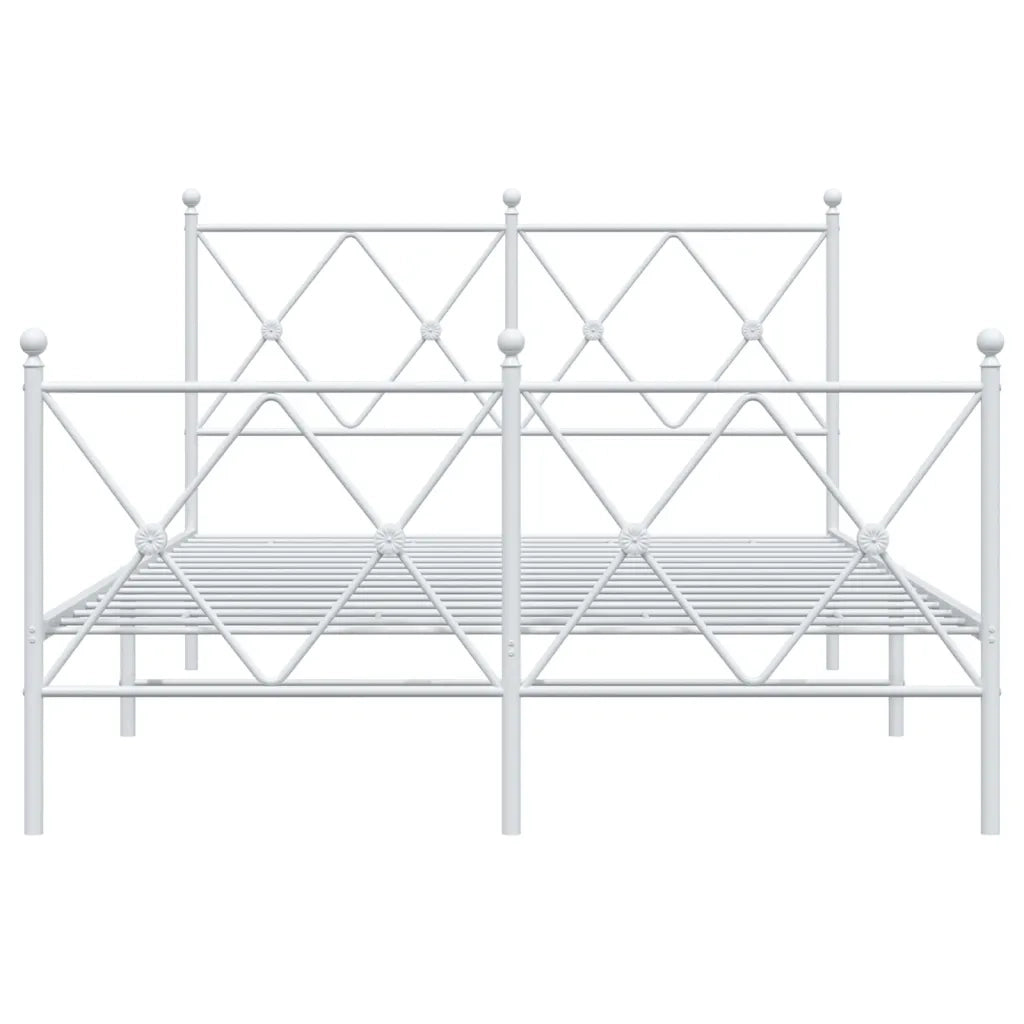 Giroletto con Testiera e Pediera Metallo Bianco 120x190 cm 376566