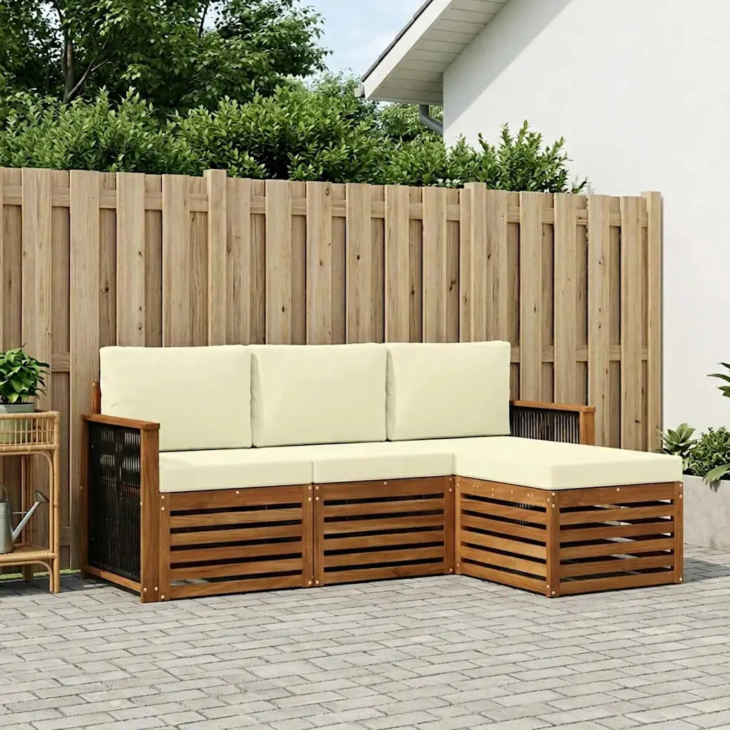 Set di divani da esterno con cuscino 4 pcs Naturale e Crema