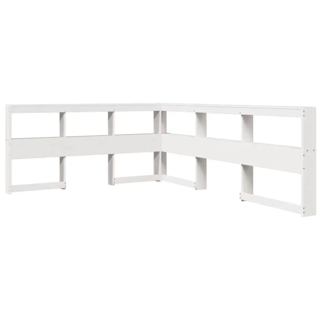 Letto Libreria senza Materasso-Struttura Letto con contenitore Bianco 135x190 cm Legno di Pino 931946