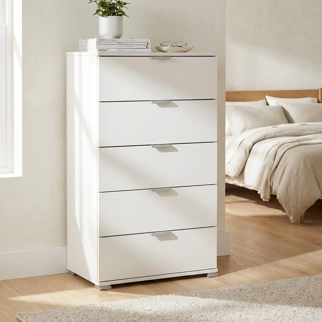 Cassettiera 5 cassetti in Legno Composito cm 60x38x103 - CLIFF