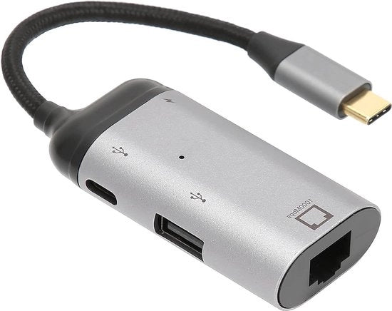 Adattatore USB C a Ethernet RJ45 con PD 65W e USB 2.0 - Adattatore LAN Gigabit Ethernet 10/100/1000Mbps - Compatibile con Mac Pro Air 2019/2018/2017 - Connessione Rapida