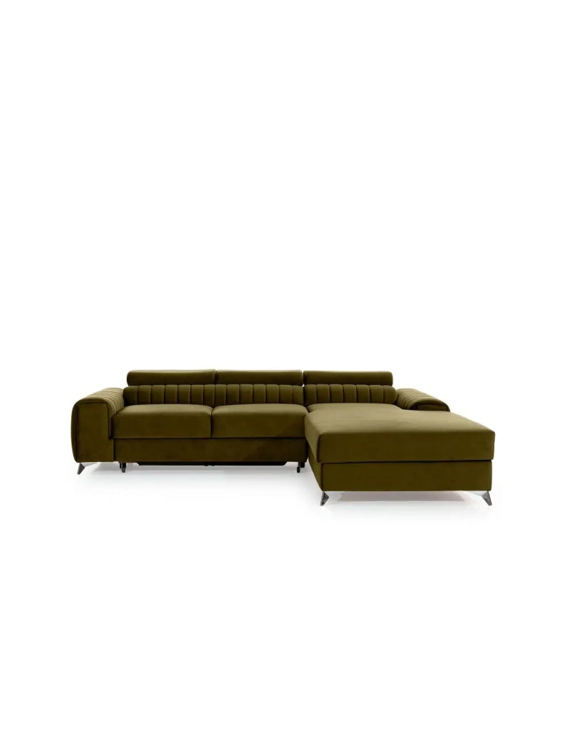Divano ad angolo destro Verde oliva convertibile 3 posti JAYSON comfort modulabile