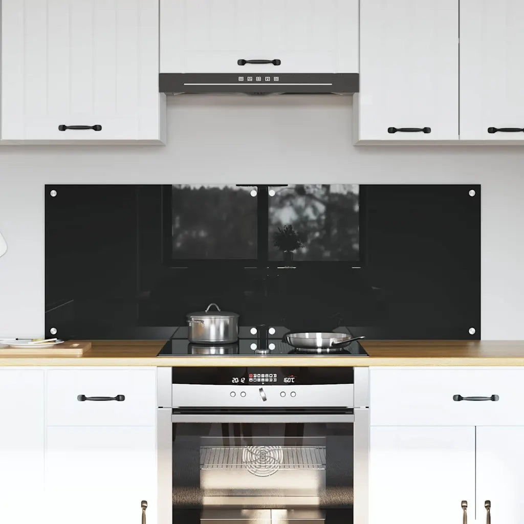 Schienale da cucina 2 pcs Nero 70 x 50 cm vetro temperato 3415543