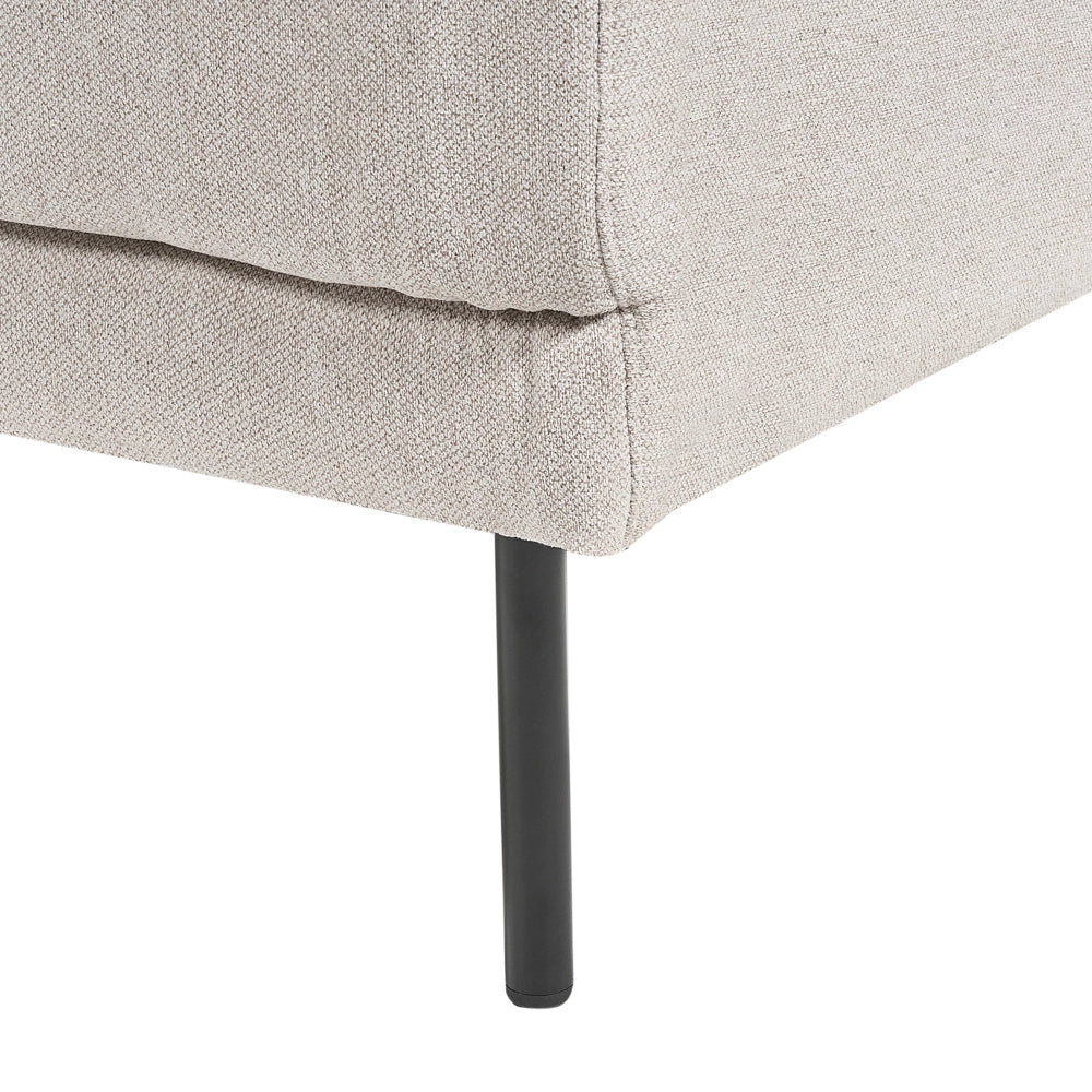 Divano angolare destro in poliestere beige Divano a 4 posti imbottito con gambe in metallo, tessuto e schienale imbottito, moderno e minimalista