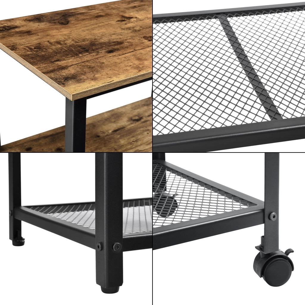 Carrello da Servizio Freiburg a 3 Piani con Ruote Rimovibili 77x60x40 cm - Nero / Color Legno Scuro [en.casa]