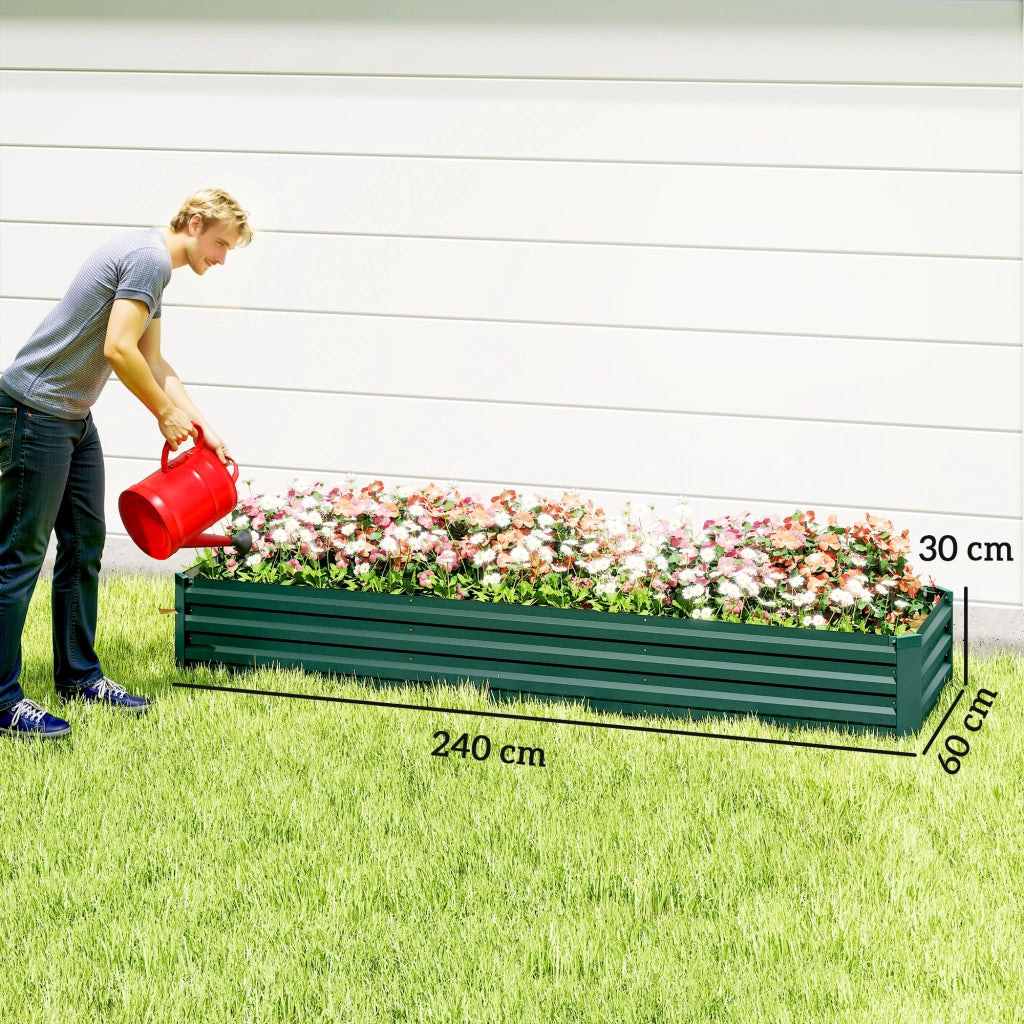 Cassone rialzato da giardino ¨C Xylo ¨C acciaio galvanizzato verde 240x60x30 cm