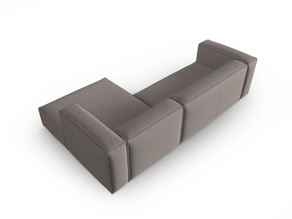 Cosmopolitan Design - Divano angolare destro "Mackay" 4 posti in velluto strutturato cappuccino 