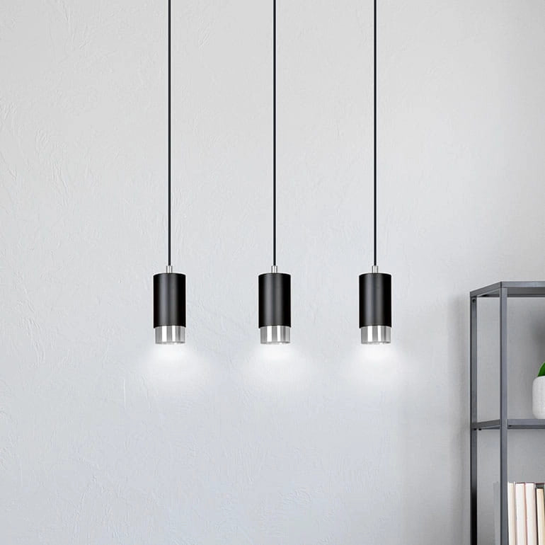 Lampadario Emibig Fumiko 3 luci GU10 nero/cromo dimmerabile