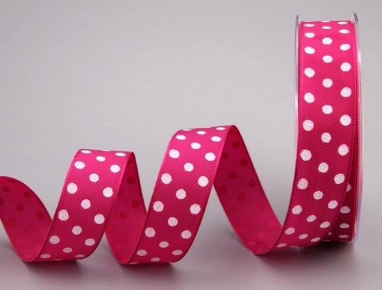 Decorazione per bambini con punti - rosa bianco - 20 m x 25 mm - decorazione per regalo - stoffa decorativa - decorazione a filo - polka dot - Pasqua festiva - compleanno - decorazione per bambini con filo a strisce - decorazione per bambini con punti