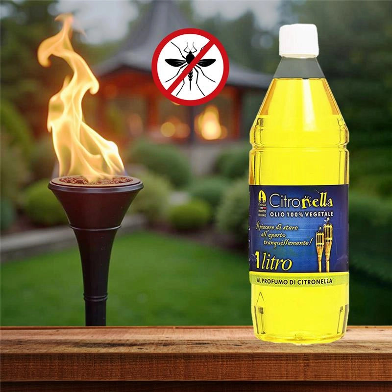 CITRONELLA OLIO COMBUSTIBILE PER TORCE DA GIARDINO ESTERNE 100% VEGETALE AIUTA AD ALLONTANARE LE ZANZARE 1 LT