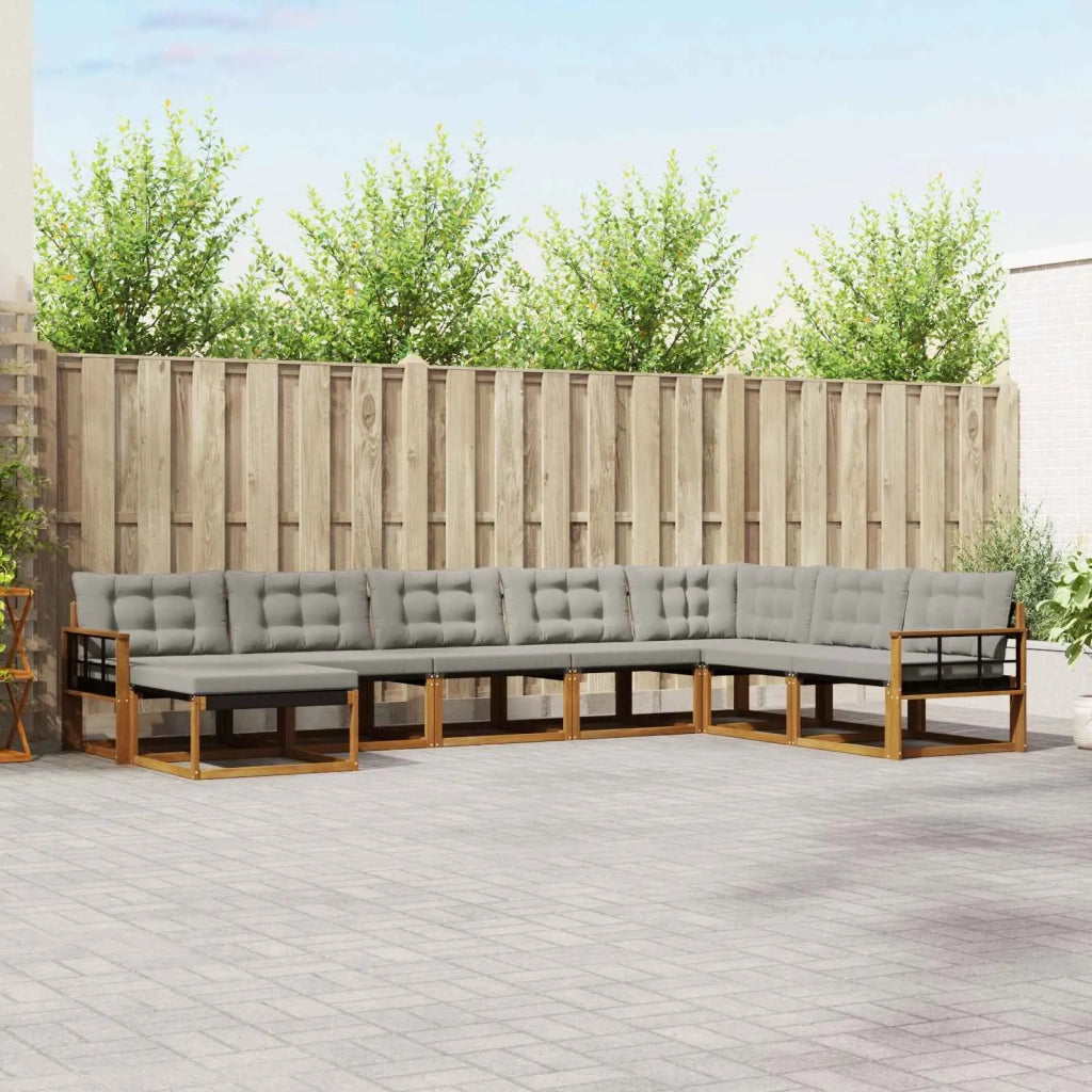 Set di divani da esterno 8 pcs Grigio Naturale e Chiaro