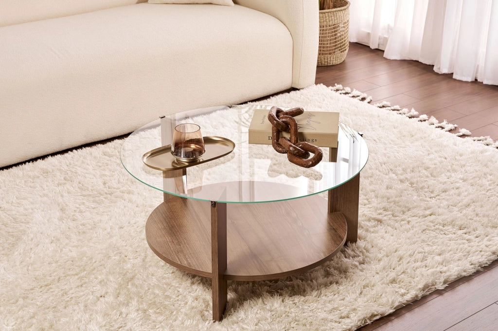 Tavolino in legno "Clara" - 75 x 75 x 40 cm - NoceTrasparente