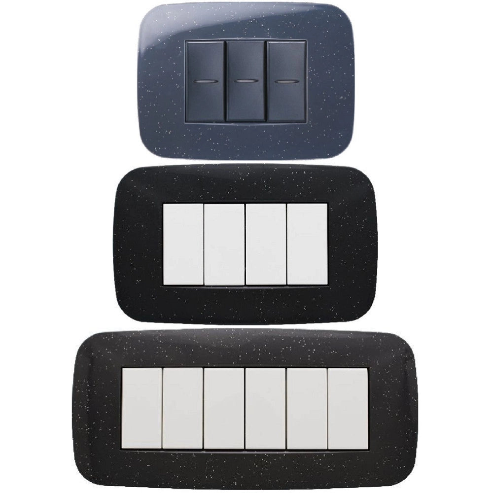 Trade Shop - Placca Futura 3 4 6 Moduli Nero Flash Compatibile Con Bticino Axolute -