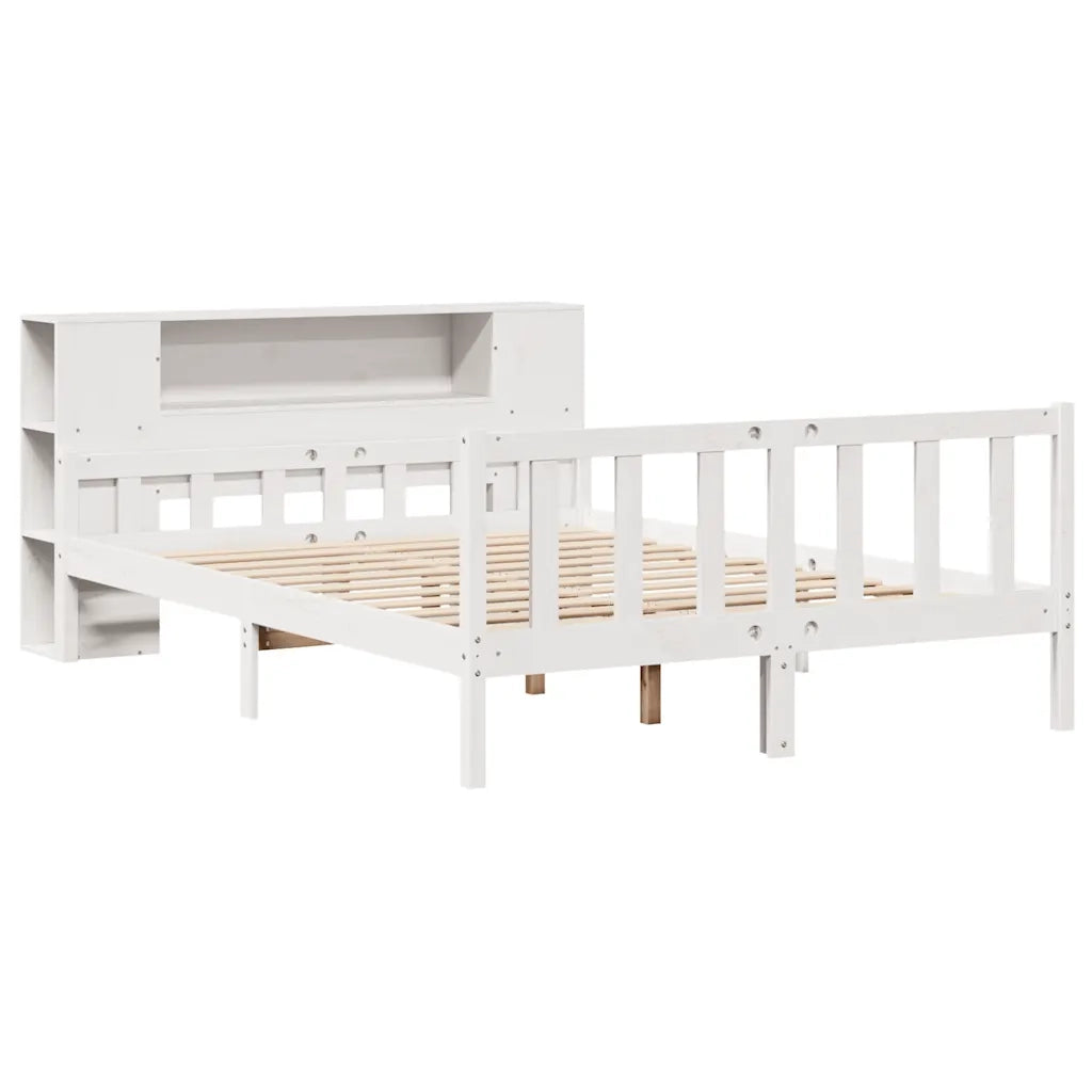 Letto matrimoniale | Letto per adulti | Letto Libreria senza Materasso Bianco 150x200 cm Legno di Pino