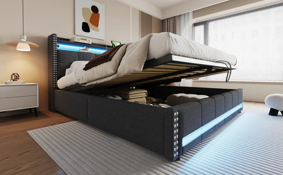 letto imbottito lino grigio 180 x 200 cm