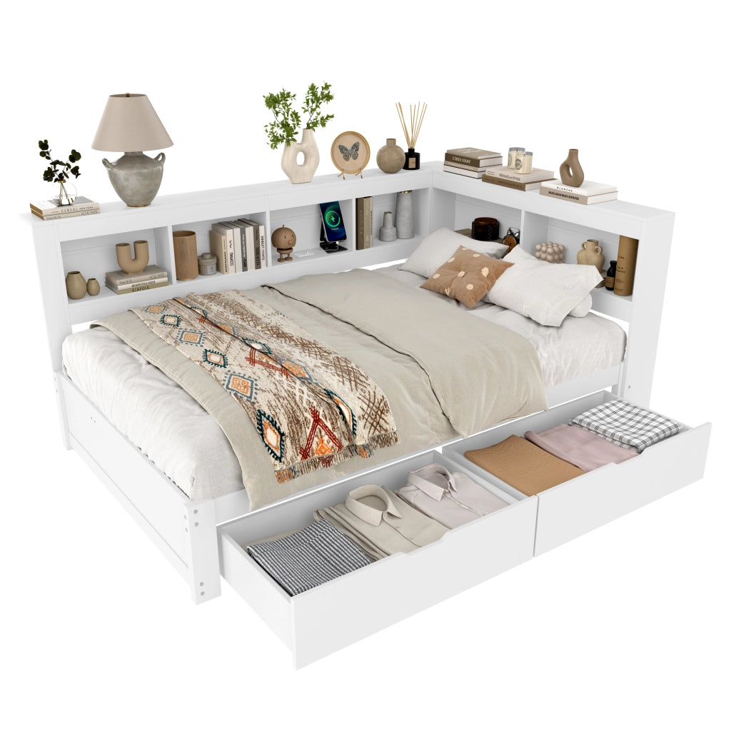 Letto divano con funzione letto a scomparsa in MDF e pino 140x200 cm