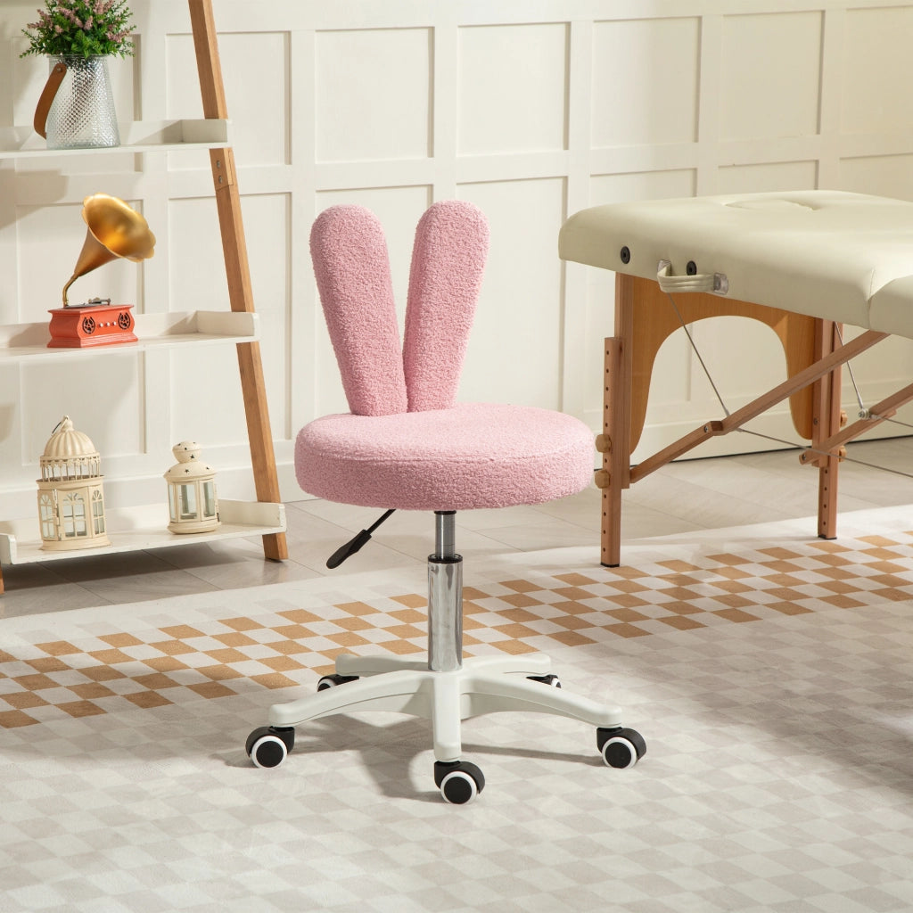 Sedia da Scrivania con Schienale a Orecchie ¨C zephmum ¨C Pile Teddy Rosa, 53x53x70-84 cm