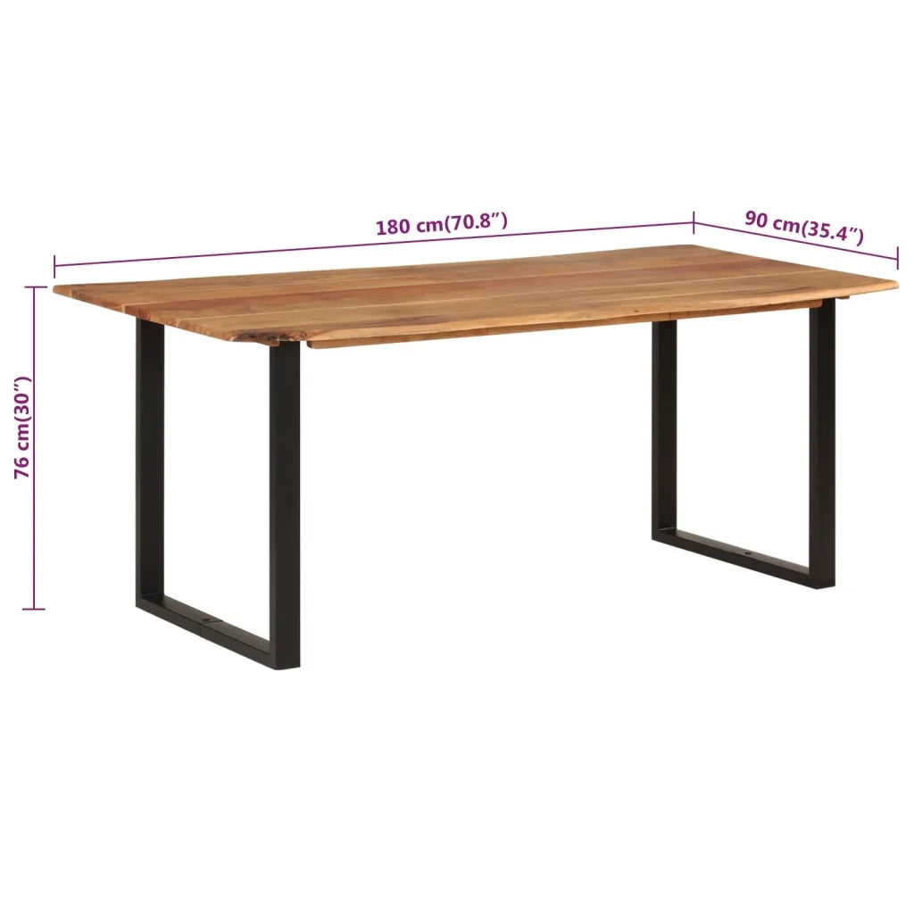 Tavolo da Pranzo 180x90x76 cm in Legno Massello di Acacia 286472