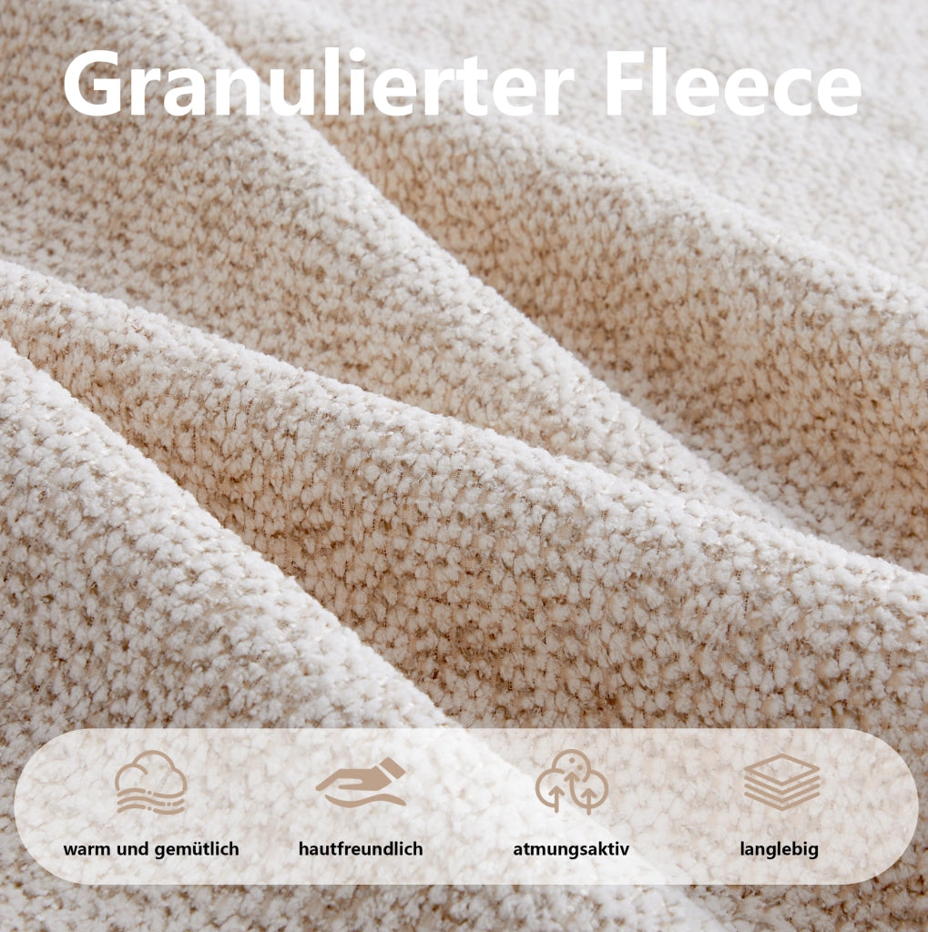 Divano modulare 2-4 posti con ottomano in pile granulato e schiuma 32D; beige bianco