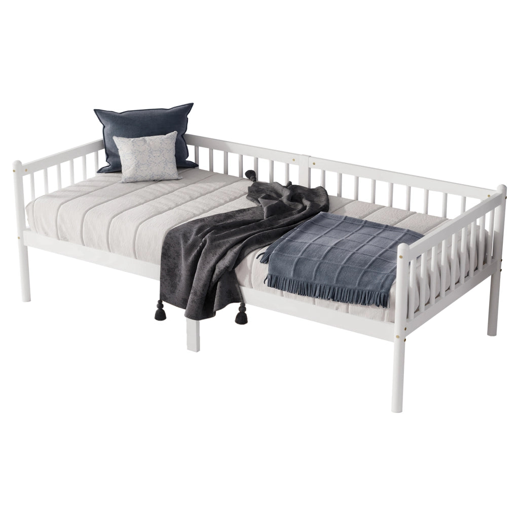 Letto a giorno 90x200 cm con sponde a 3 lati in legno di pino bianco