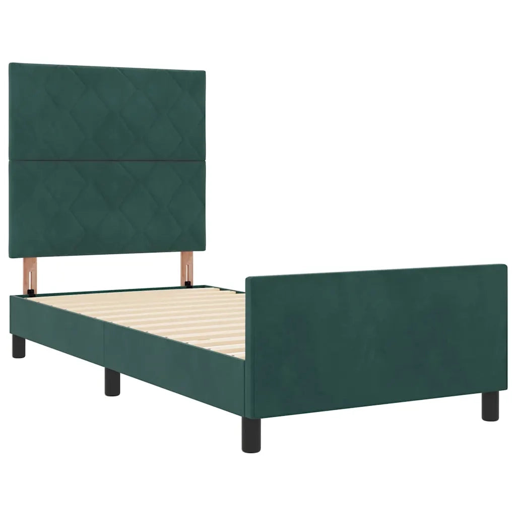 Letto a molle con testiera Verde Scuro 100 x 200 cm Velluto 3344990