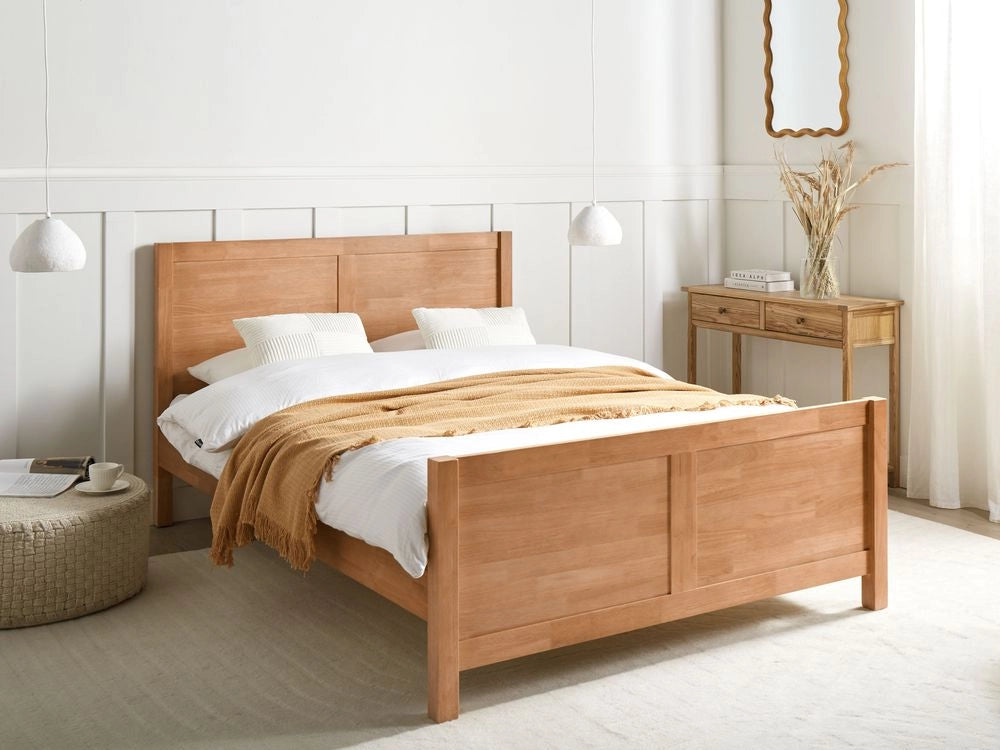 Letto Matrimoniale con Testiera Struttura a Doghe in marrone chiaro 140 x 200 cm stile moderno