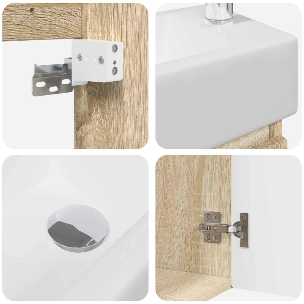 Mobile bagno con rubinetto Rovere Sonoma 45,5 x 22,5 x 84 cm