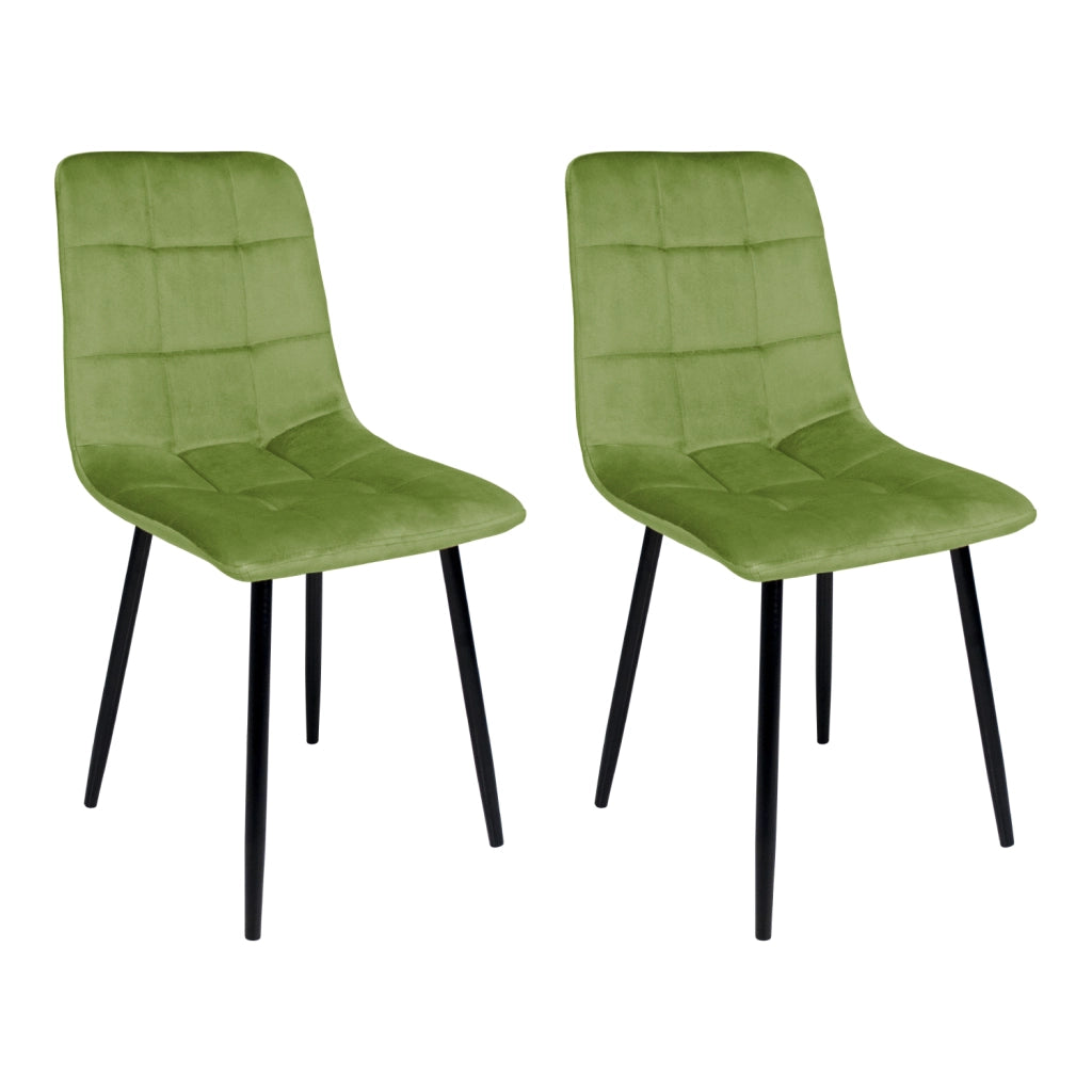 Sedia da pranzo imbottita in velluto verde pistacchio (2 pz.) - Karima - SD39KAPM