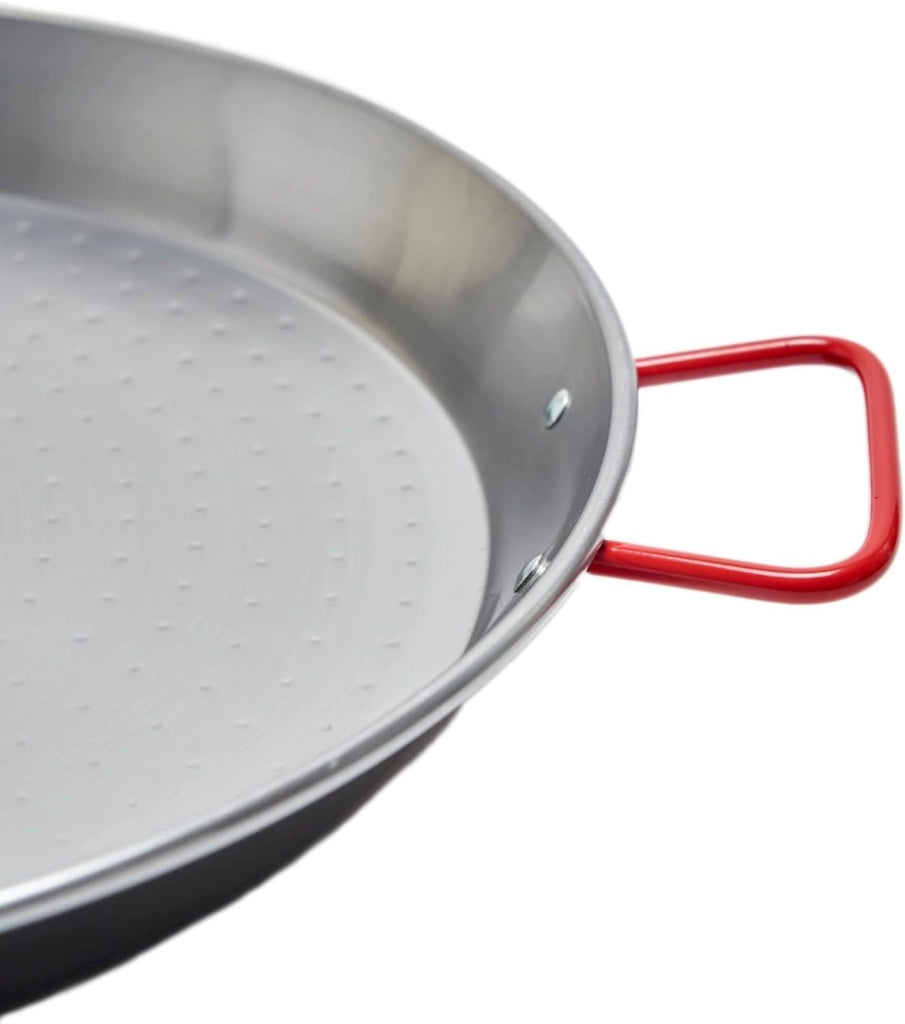 Padella Per Spaghetti All' Assassina Tegame in Ferro Spazzolato, Manici Rossi, per Cottura Tradizionale 34 cm