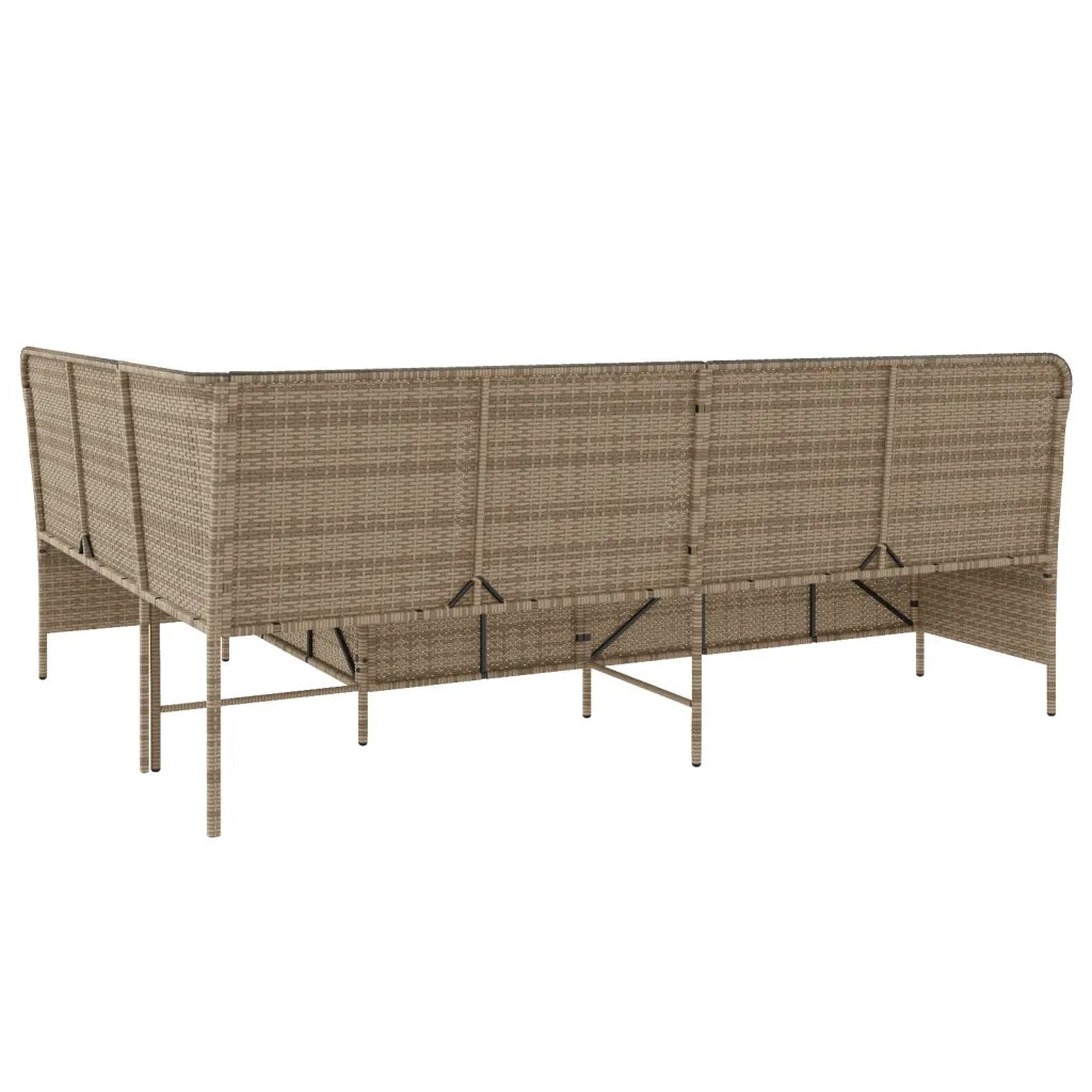 Divano da Giardino con Cuscini a L Beige in Polyrattan