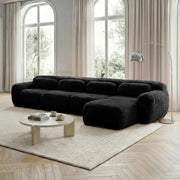 Divano Angolare 4 Posti con Chaise Longue ¨C Xylo ¨C Nero, Velluto, Cuscini Inclusi